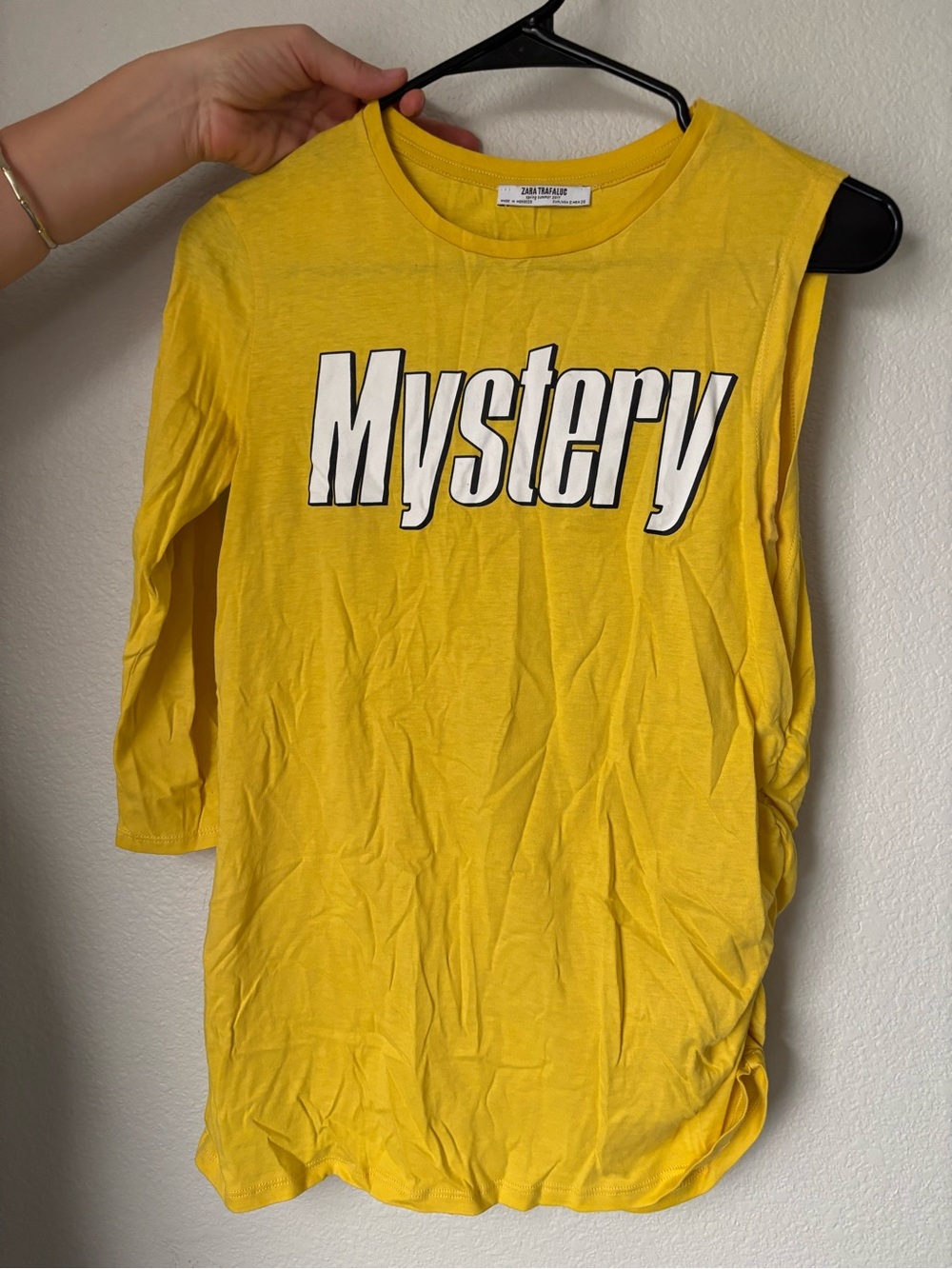 Zara Yellow 'Mystery' Long Sleeve Graphic Tee